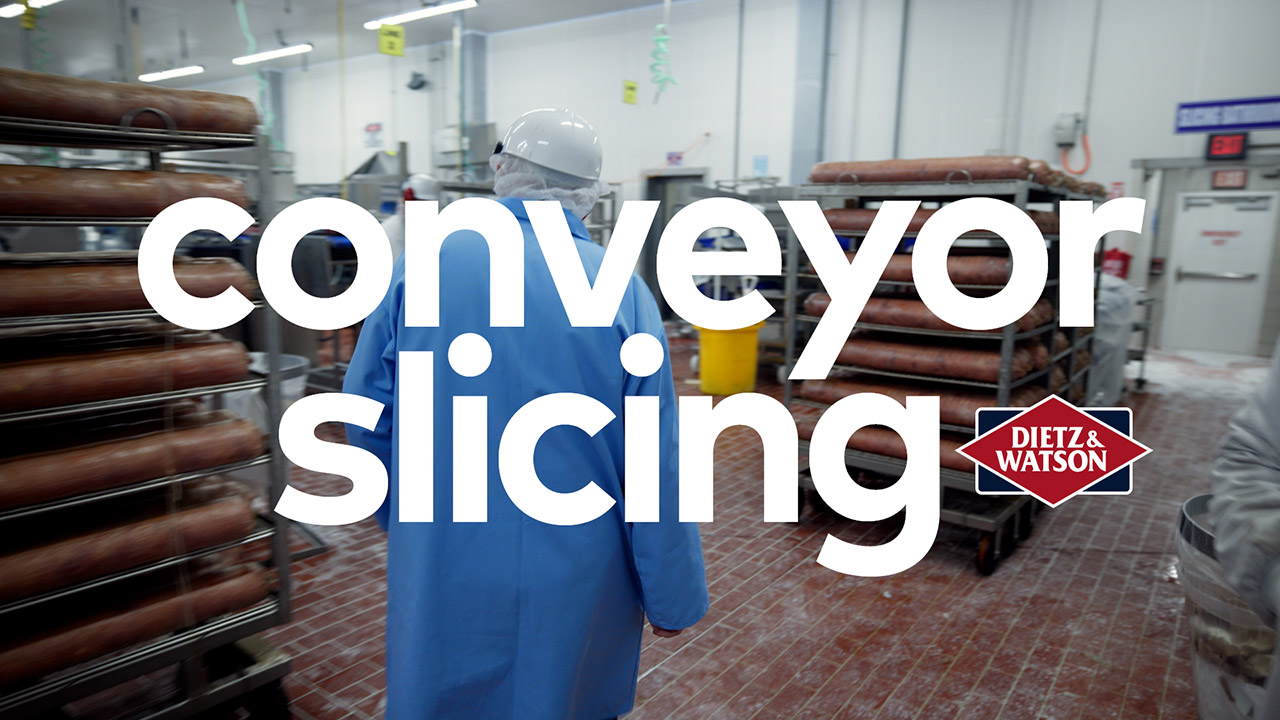 Dietz CEO, Louis, takes us through the slicing facility to explain the conveyor slicing, weighing, & vacuum packaging process.