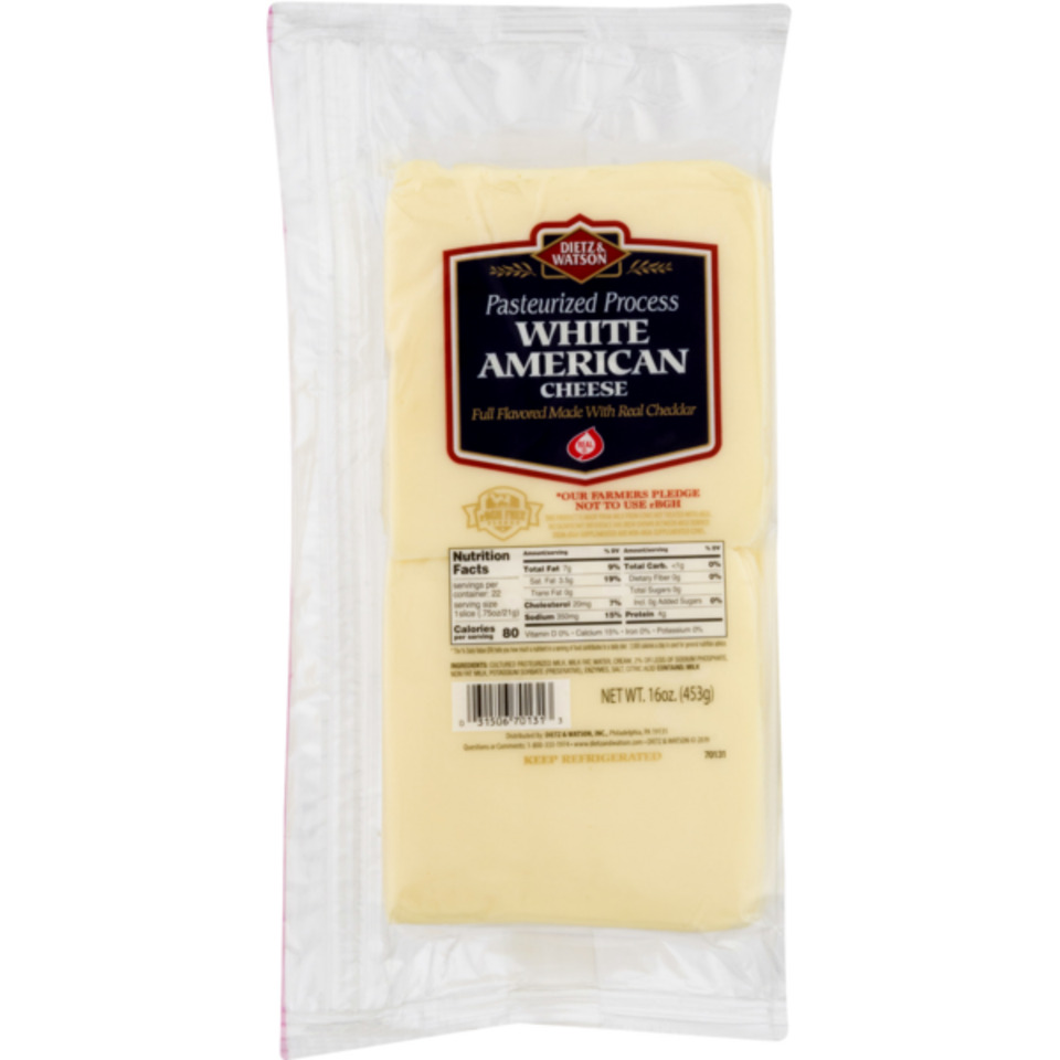 Cheese, White, American, Vacuum Packed