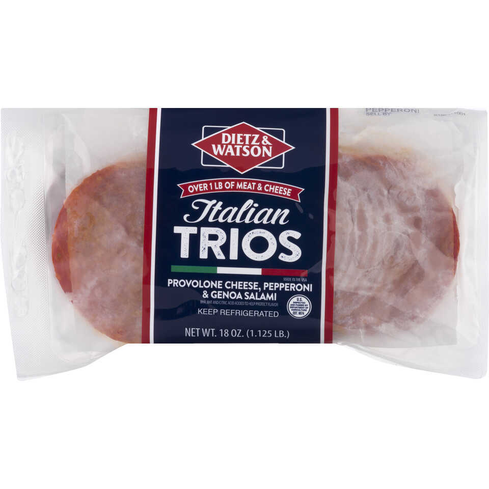 Italian Trios Provolone Cheese, Pepperoni & Genoa Salami Meat & Cheese 18 oz BAG