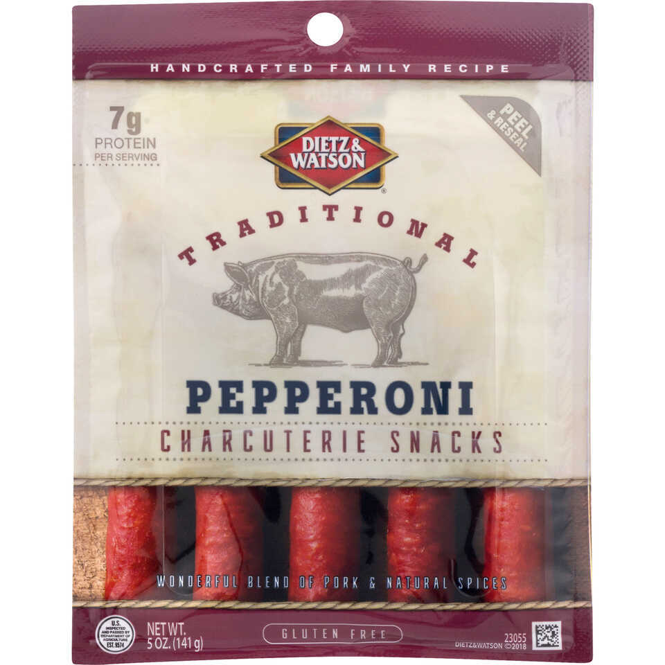 Charcuterie Snacks, Pepperoni, Traditional, Gluten Free, Vacuum Packed