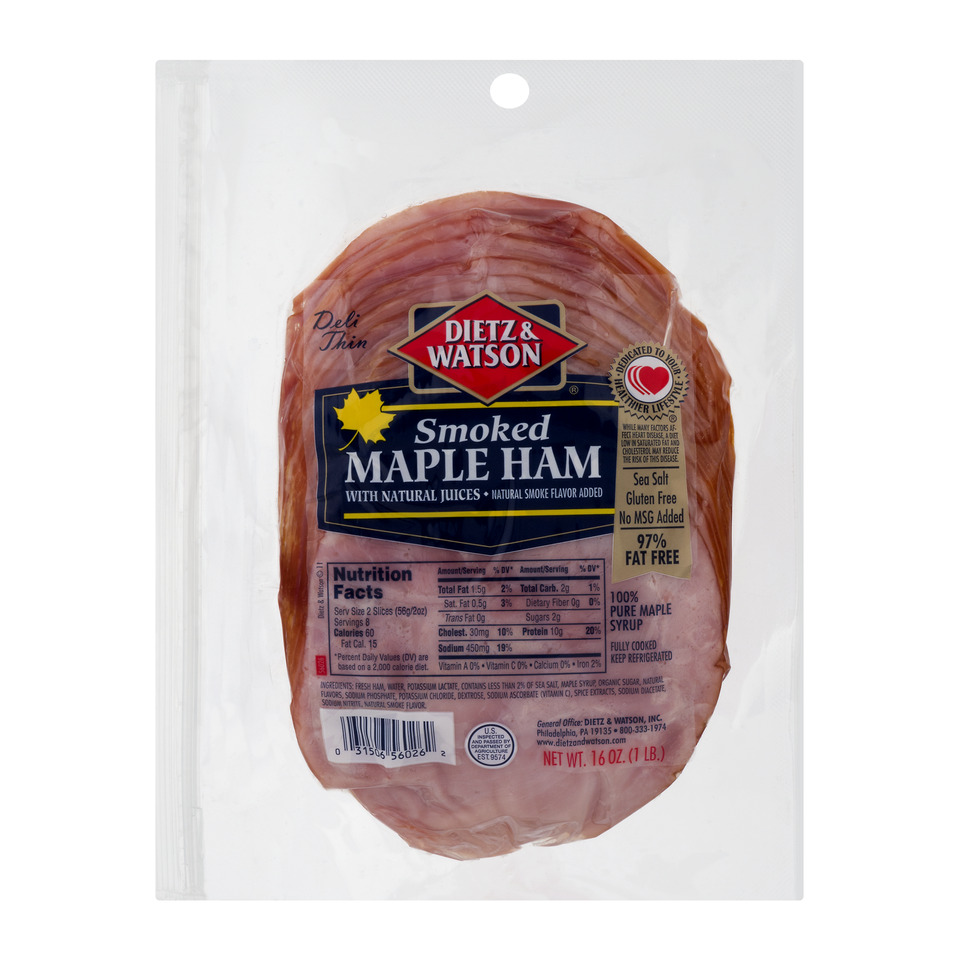 Maple Ham, with Natural Juices, Smoked, Deli Thin, Display